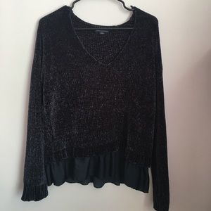 Navy Blue Velvet Sweater